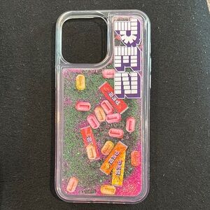 iPhone 15 plus Pez Glitter Pink and Clear Phone Case